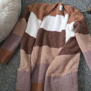 Pink Rose Brown and Cream Striped Cardigan